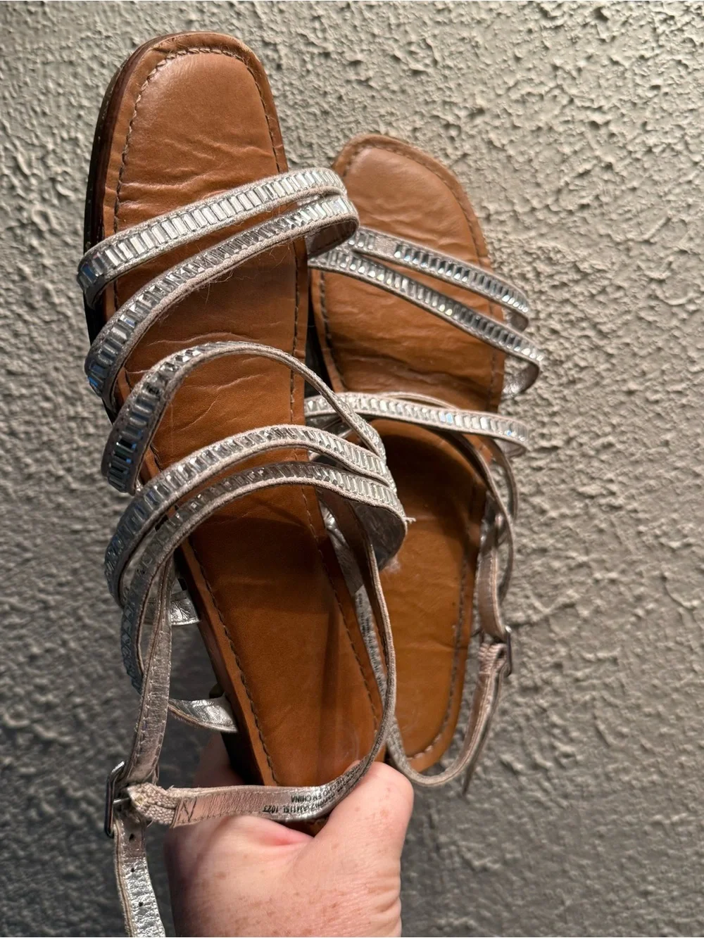 Girl’s Silver Strappy Flat Sandals